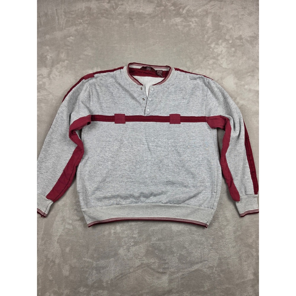 Vintage Line-up Snap Henley Sweatshirt Mens L Colorblock Pullover *Fits Small